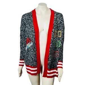 Christmas Cardigan Sweater NOBO Holiday Juniors 11-13 Santa Warm Party‎ Sequins